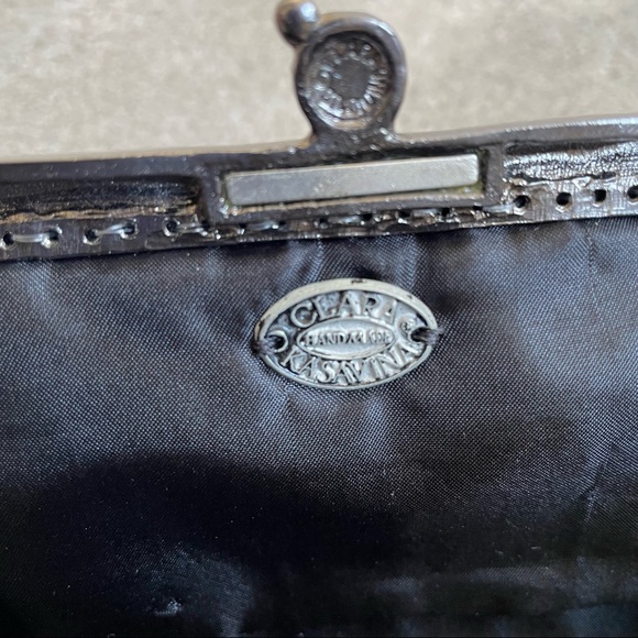 Clara Kasavina Black Fur Swarovski Crystal Embellished Evening Bag Clutch - Picture 10 of 11